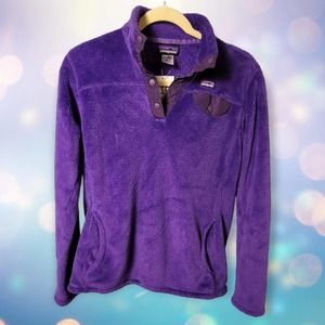 Purple PATAGONIA Girls' Re-Tool Snap-T Fleece Pullover, size XXL, pockets